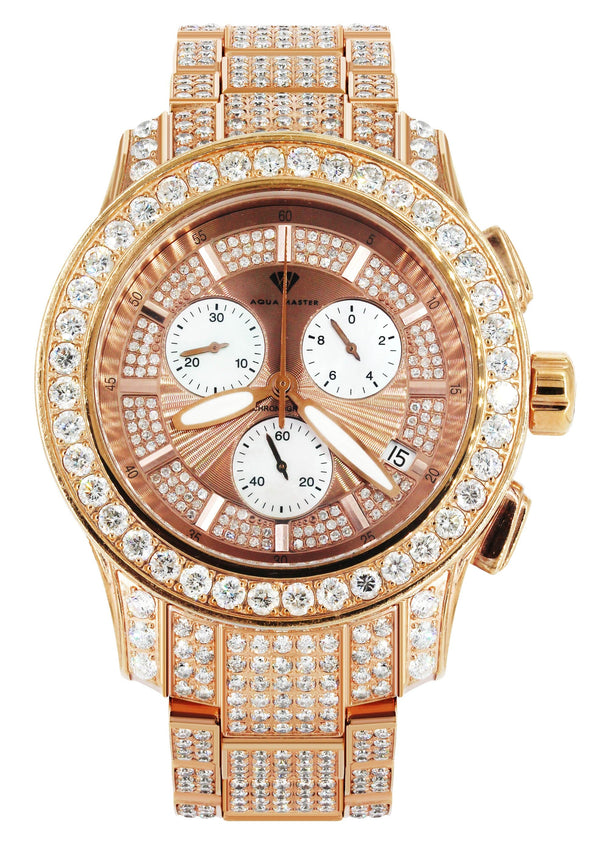 Mens Rose Gold Tone Diamond Watch | Appx. 16 Carats