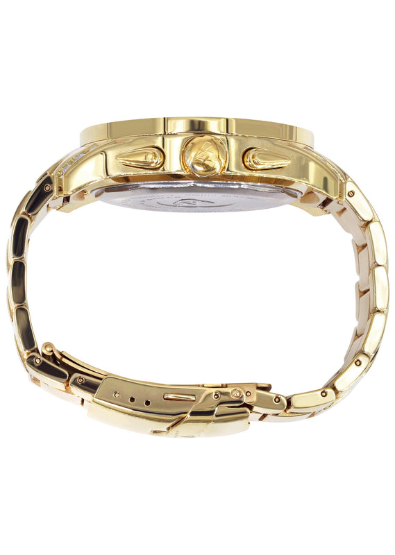 Mens Yellow Gold Tone Diamond Watch | Appx. 8 Carats
