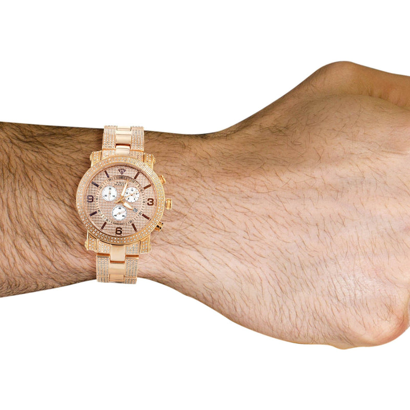 Mens Rose Gold Tone Diamond Watch | Appx. 8.5 Carats
