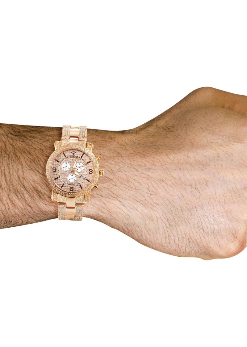 Mens Rose Gold Tone Diamond Watch | Appx. 8.5 Carats