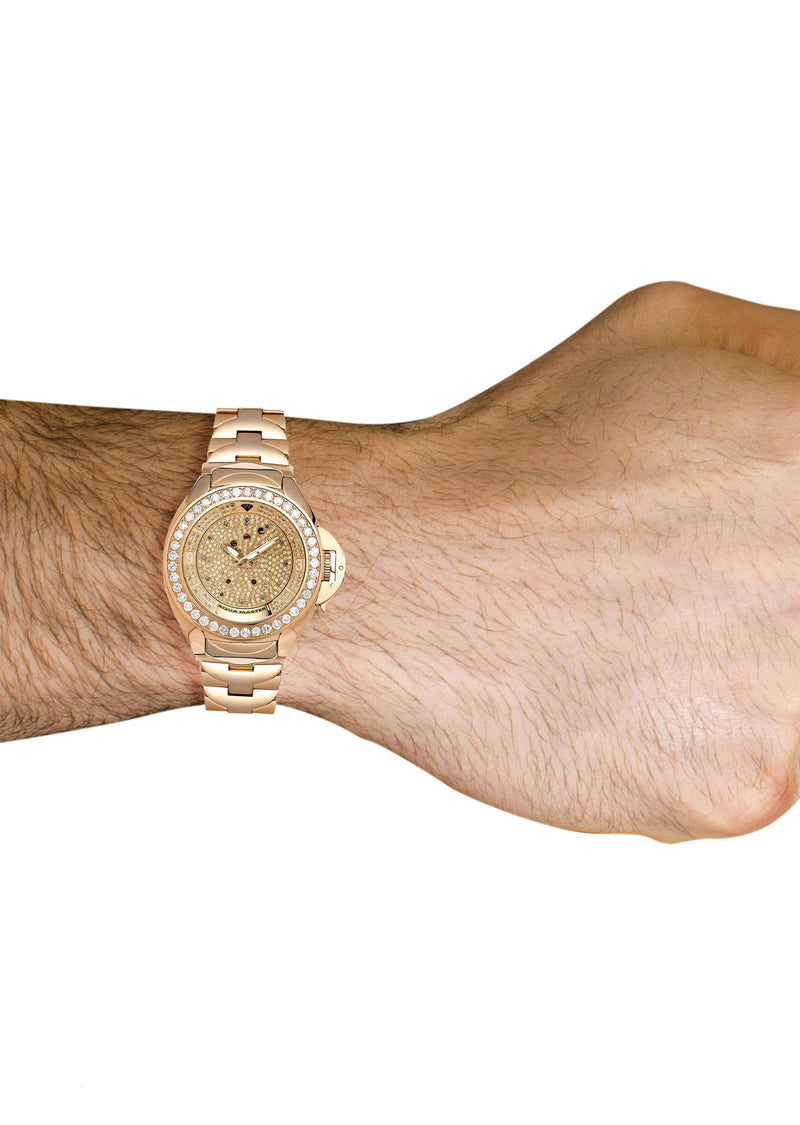 Mens Rose Gold Tone Diamond Watch | Appx. 7.25 Carats