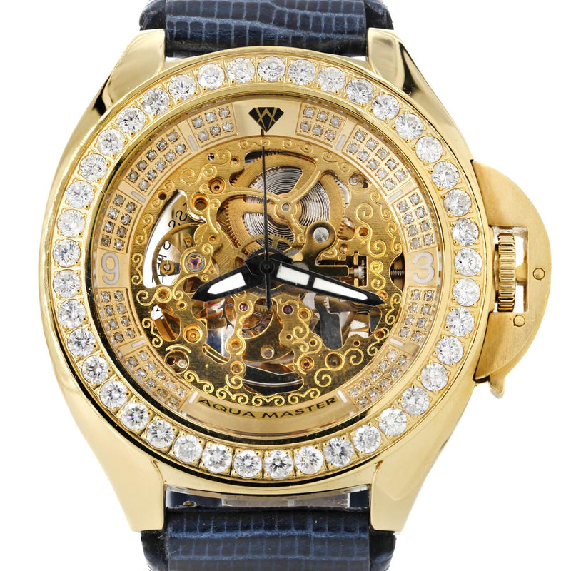 Mens Yellow Gold Tone Diamond Watch | Appx. 5 Carats