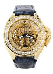 Mens Yellow Gold Tone Diamond Watch | Appx. 5 Carats