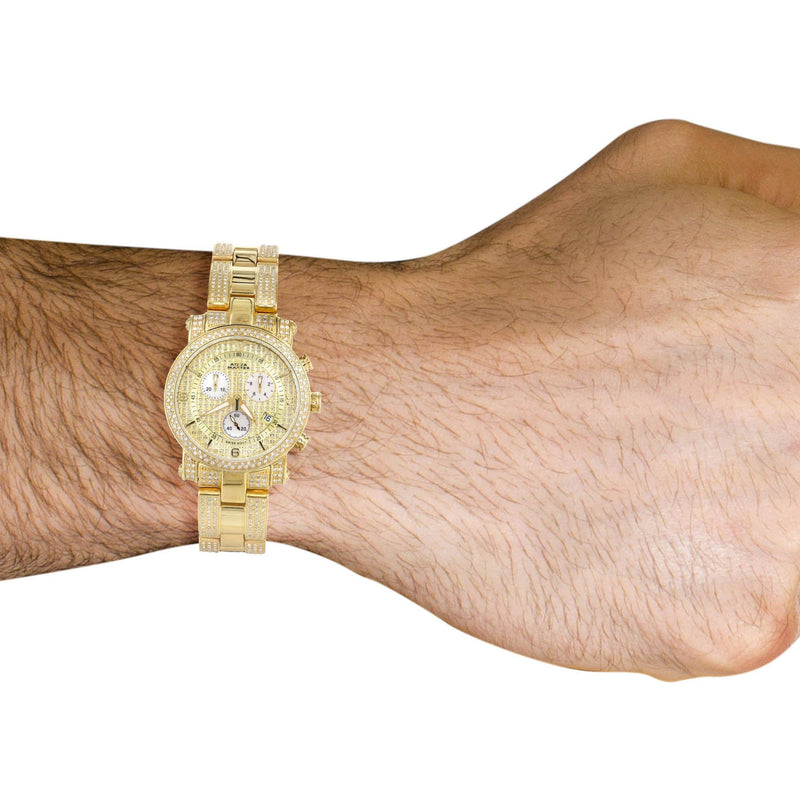 Mens Yellow Gold Tone Diamond Watch | Appx. 4.15 Carats