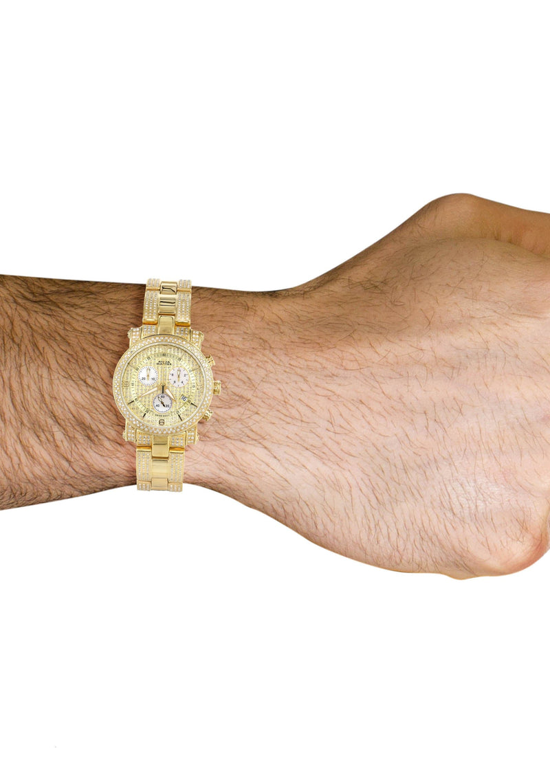 Mens Yellow Gold Tone Diamond Watch | Appx. 4.15 Carats