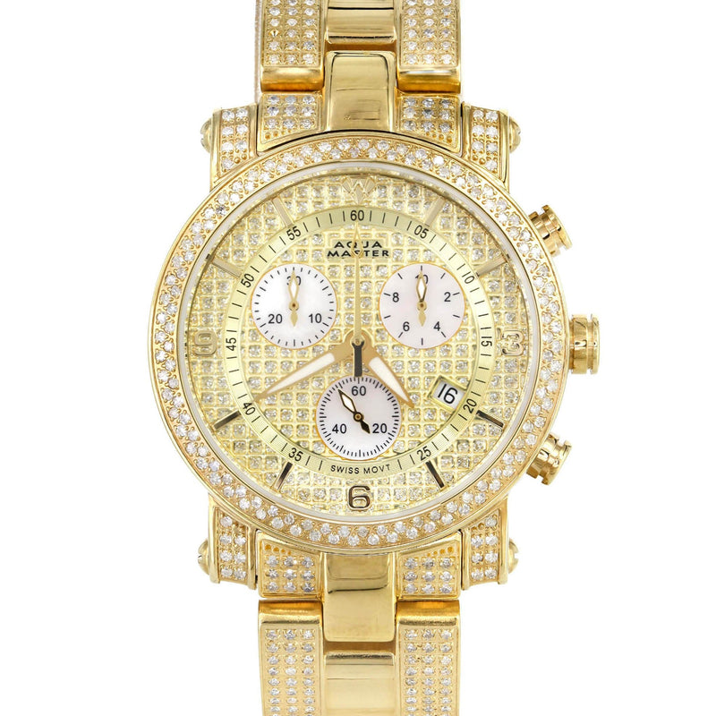 Mens Yellow Gold Tone Diamond Watch | Appx. 4.15 Carats