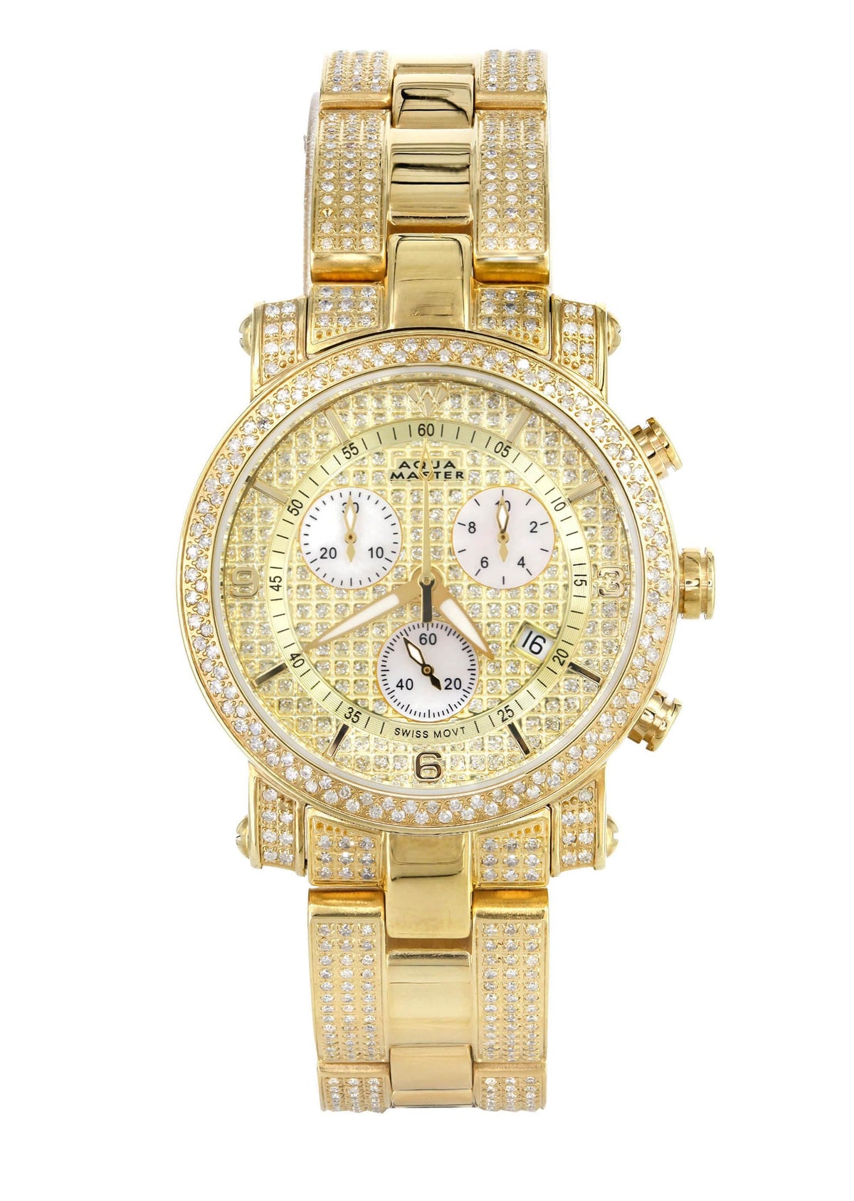 Mens Yellow Gold Tone Diamond Watch | Appx. 4.15 Carats