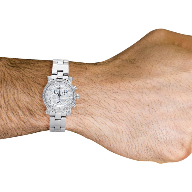 Mens White Gold Tone Diamond Watch | Appx. 1.75 Carats