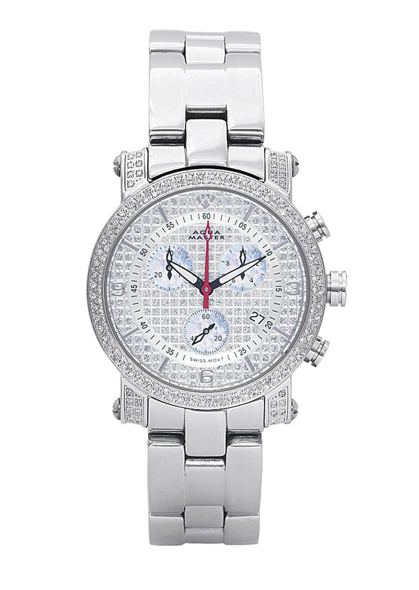 Mens White Gold Tone Diamond Watch | Appx. 1.75 Carats