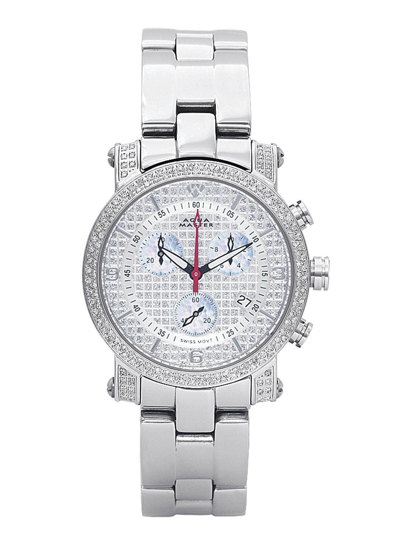 Mens White Gold Tone Diamond Watch | Appx. 1.75 Carats