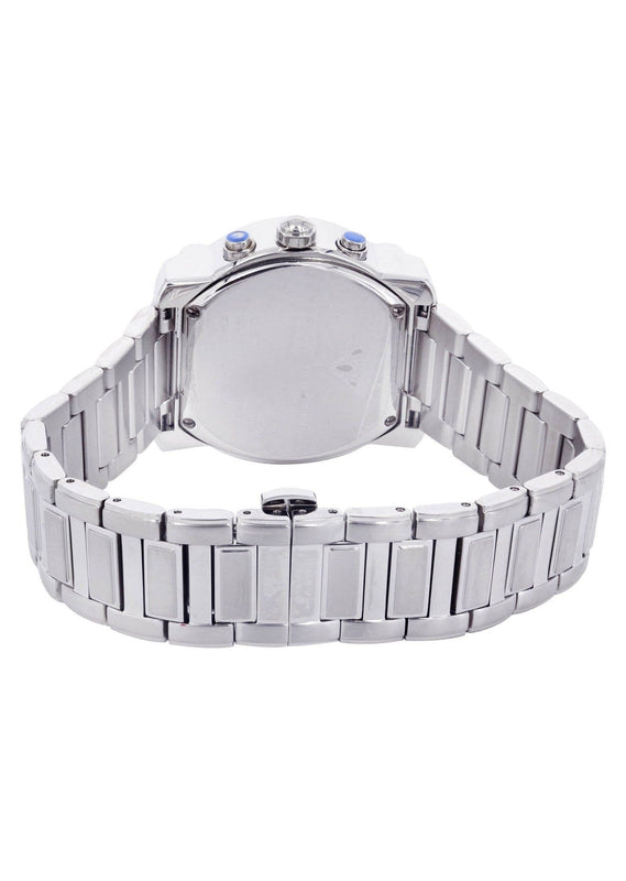 Mens White Gold Tone Diamond Watch | Appx. 0.65 Carats