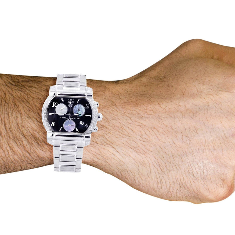 Mens White Gold Tone Diamond Watch | Appx. 0.65 Carats
