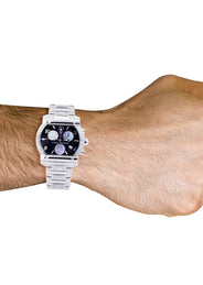 Mens White Gold Tone Diamond Watch | Appx. 0.65 Carats