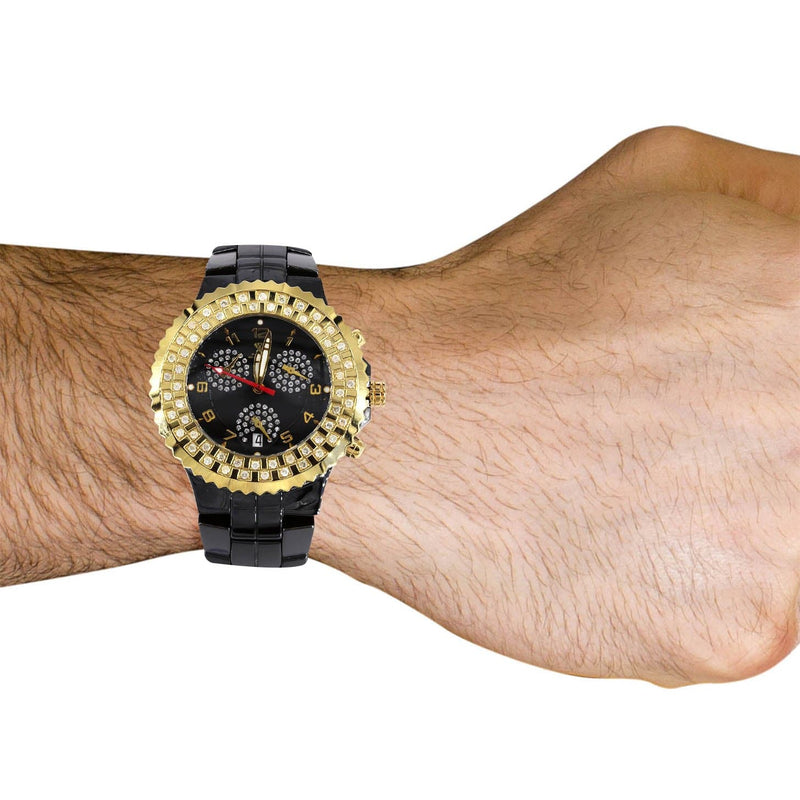 Mens Yellow Gold Tone Diamond Watch | Appx. 1.25 Carats