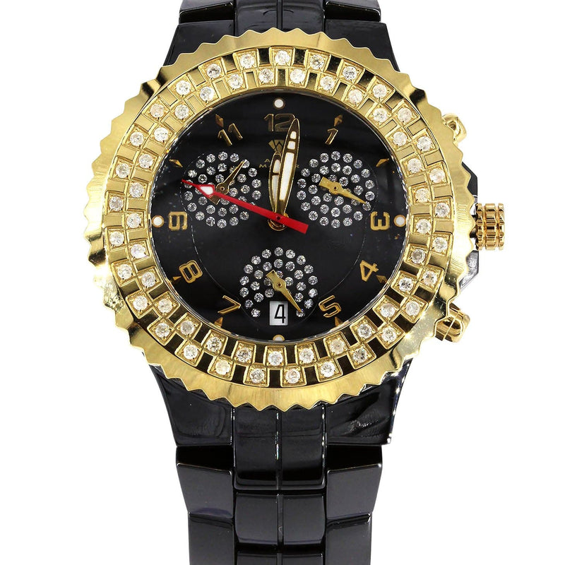 Mens Yellow Gold Tone Diamond Watch | Appx. 1.25 Carats