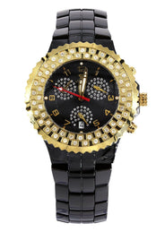 Mens Yellow Gold Tone Diamond Watch | Appx. 1.25 Carats