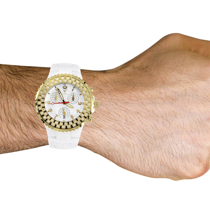 Mens Yellow Gold Tone Diamond Watch | Appx. 1.25 Carats