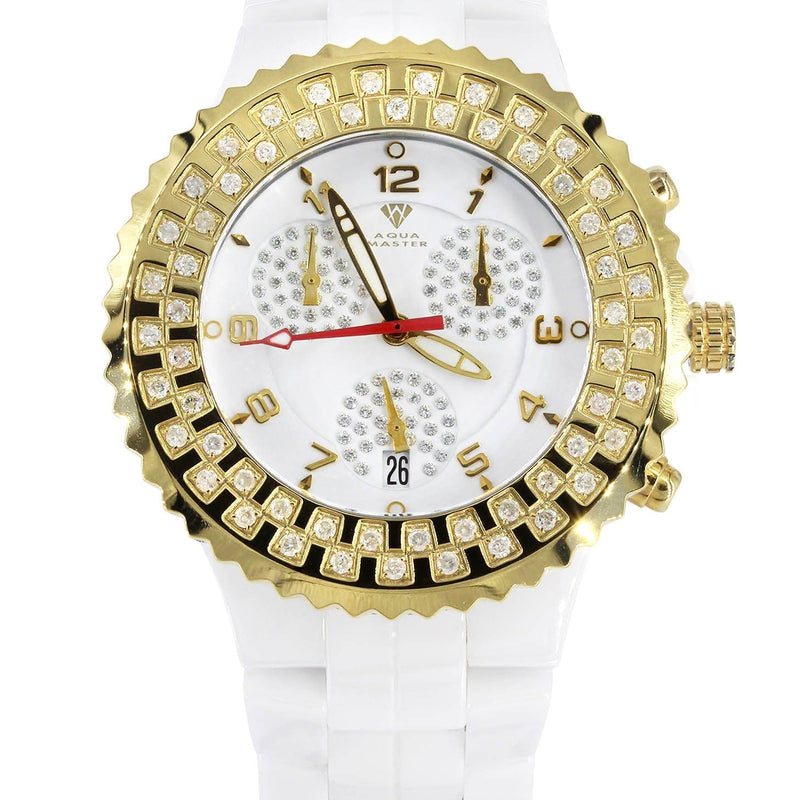 Mens Yellow Gold Tone Diamond Watch | Appx. 1.25 Carats
