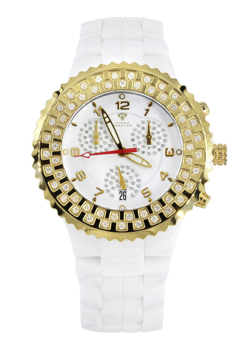 Mens Yellow Gold Tone Diamond Watch | Appx. 1.25 Carats