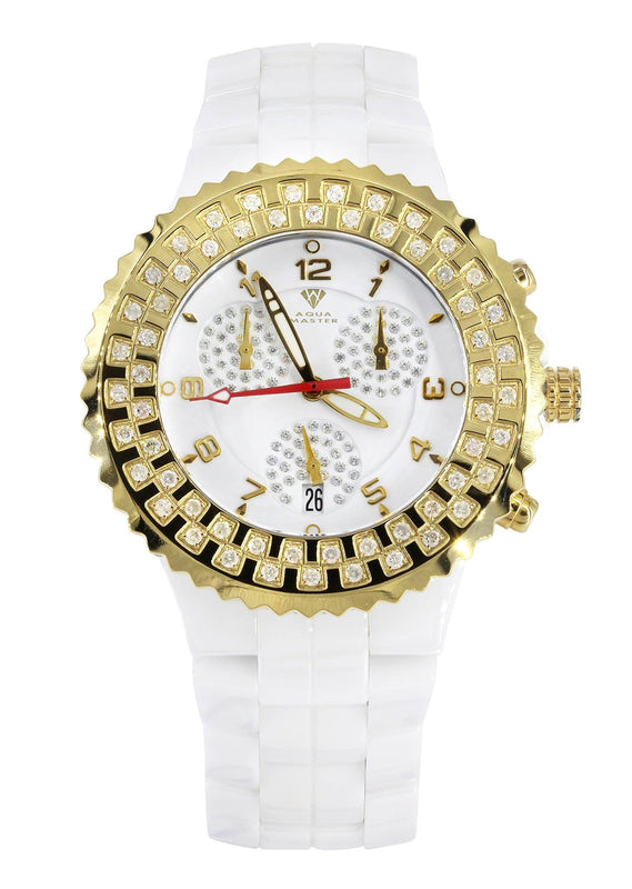 Mens Yellow Gold Tone Diamond Watch | Appx. 1.25 Carats