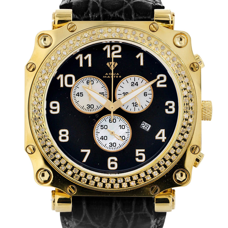 Mens Yellow Gold Tone Diamond Watch | Appx. 1.25 Carats