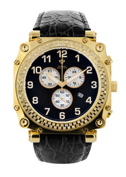 Mens Yellow Gold Tone Diamond Watch | Appx. 1.25 Carats