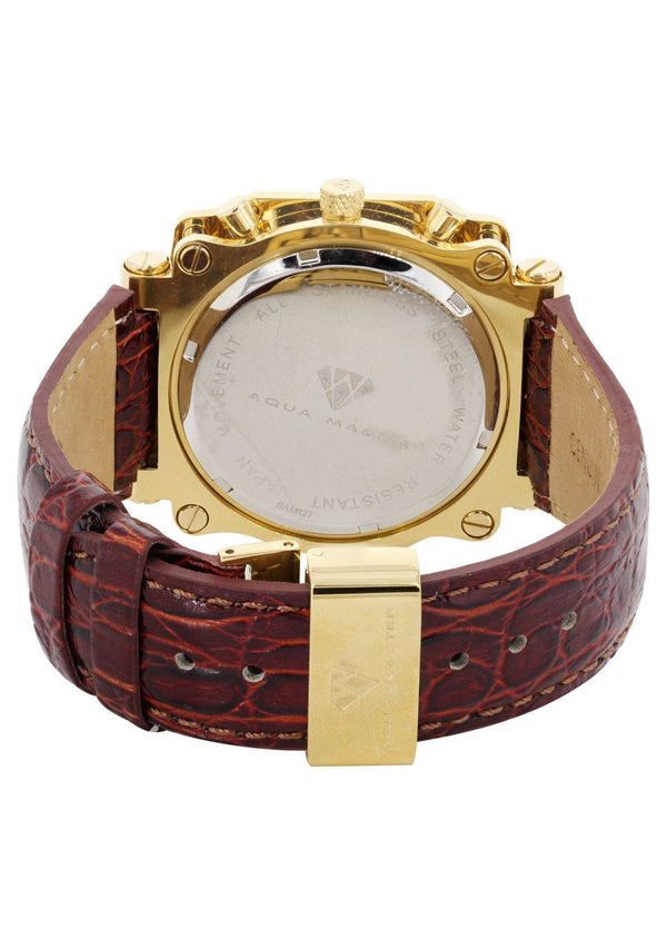 Mens Yellow Gold Tone Diamond Watch | Appx. 1.25 Carats