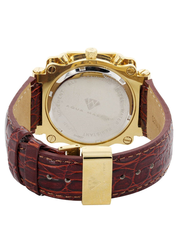 Mens Yellow Gold Tone Diamond Watch | Appx. 1.25 Carats