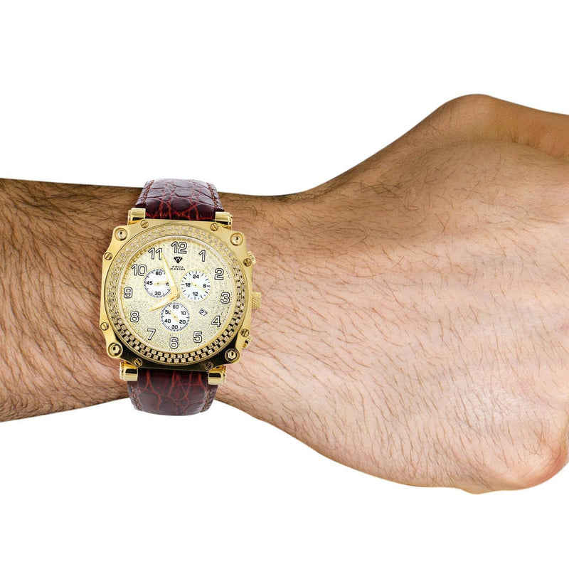 Mens Yellow Gold Tone Diamond Watch | Appx. 1.25 Carats