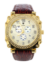 Mens Yellow Gold Tone Diamond Watch | Appx. 1.25 Carats