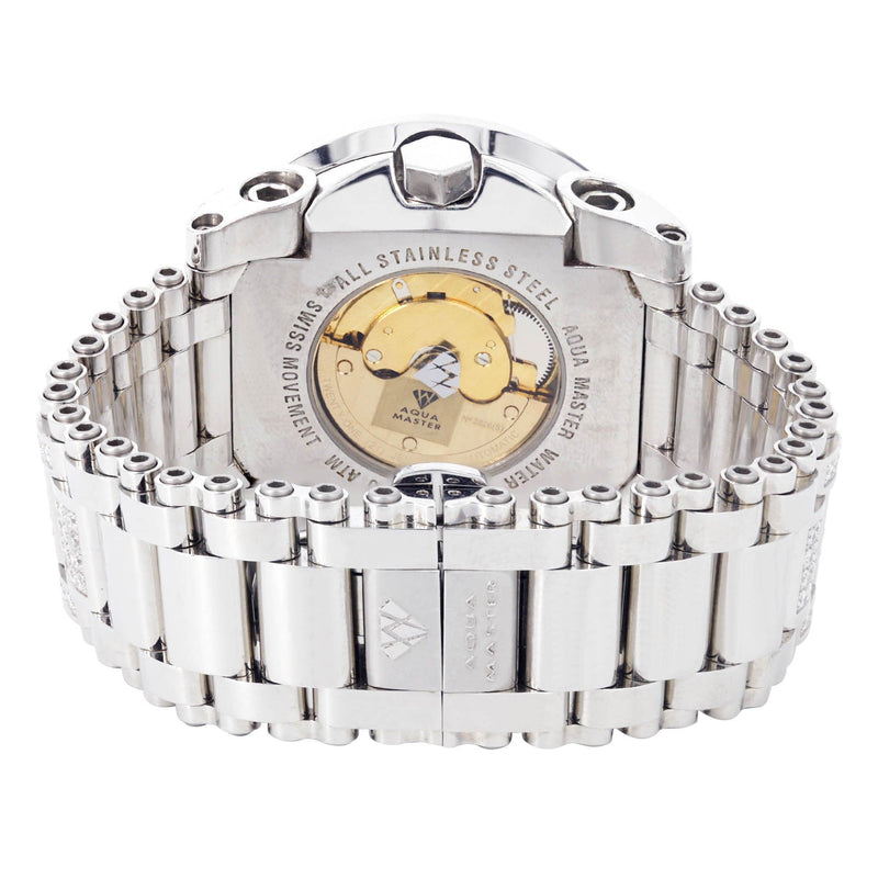 Mens White Gold Tone Diamond Watch | Appx. 17 Carats