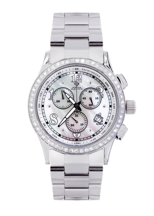 Mens White Gold Tone Diamond Watch | Appx. 2 Carats