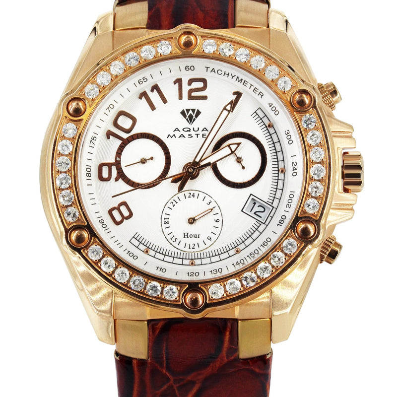 Mens Yellow Gold Tone Diamond Watch | Appx. 1.7 Carats