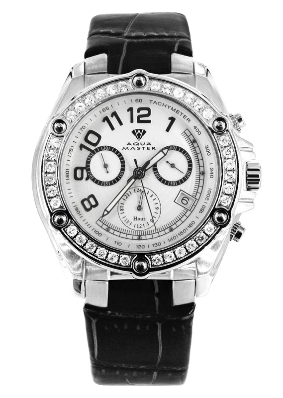 Mens White Gold Tone Diamond Watch | Appx. 1.7 Carats