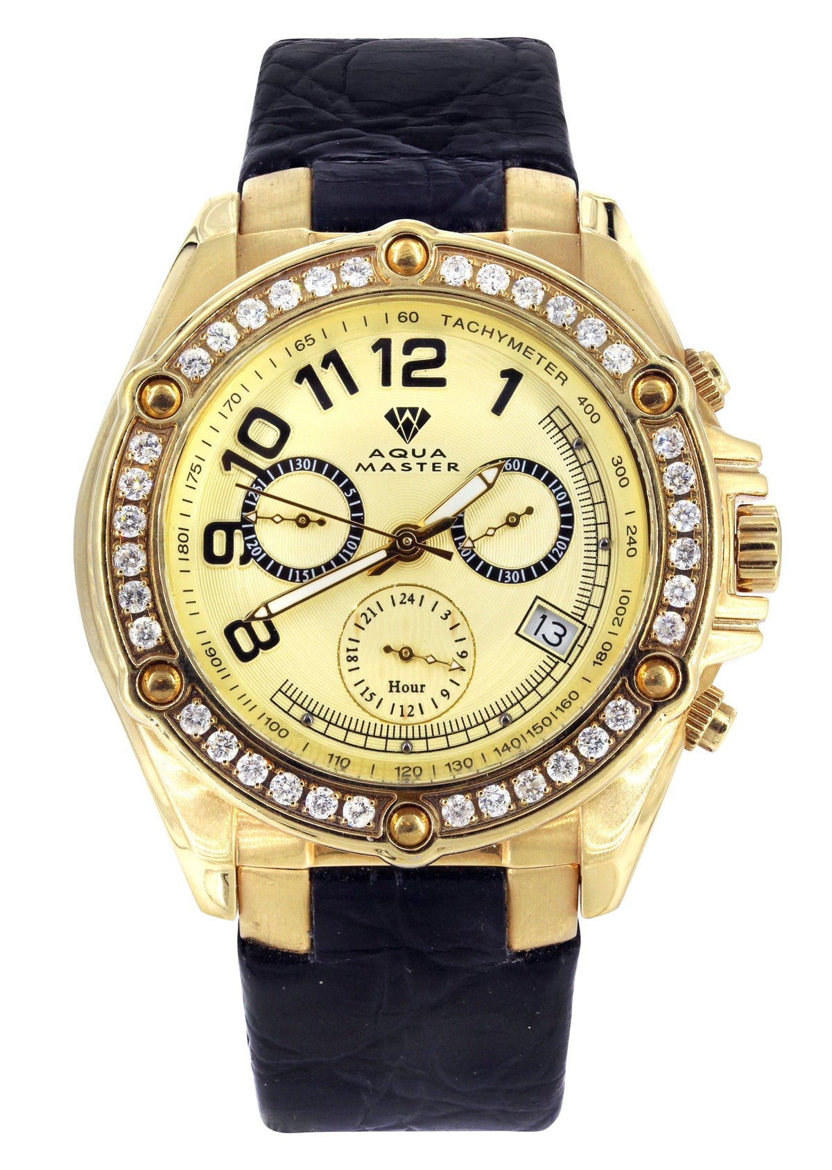 Mens Yellow Gold Tone Diamond Watch | Appx. 1.7 Carats