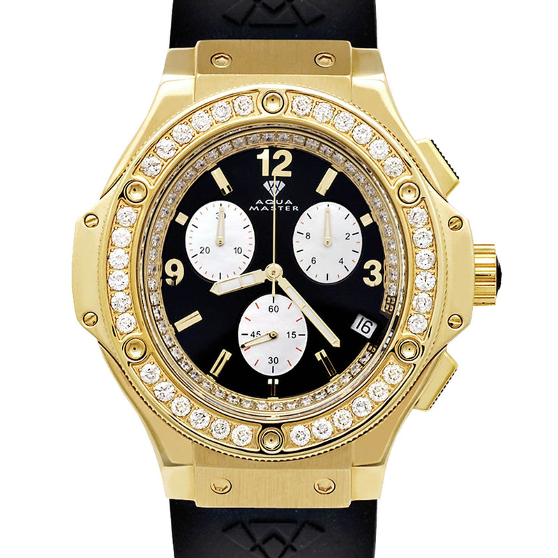Mens Yellow Gold Tone Diamond Watch | Appx. 4 Carats