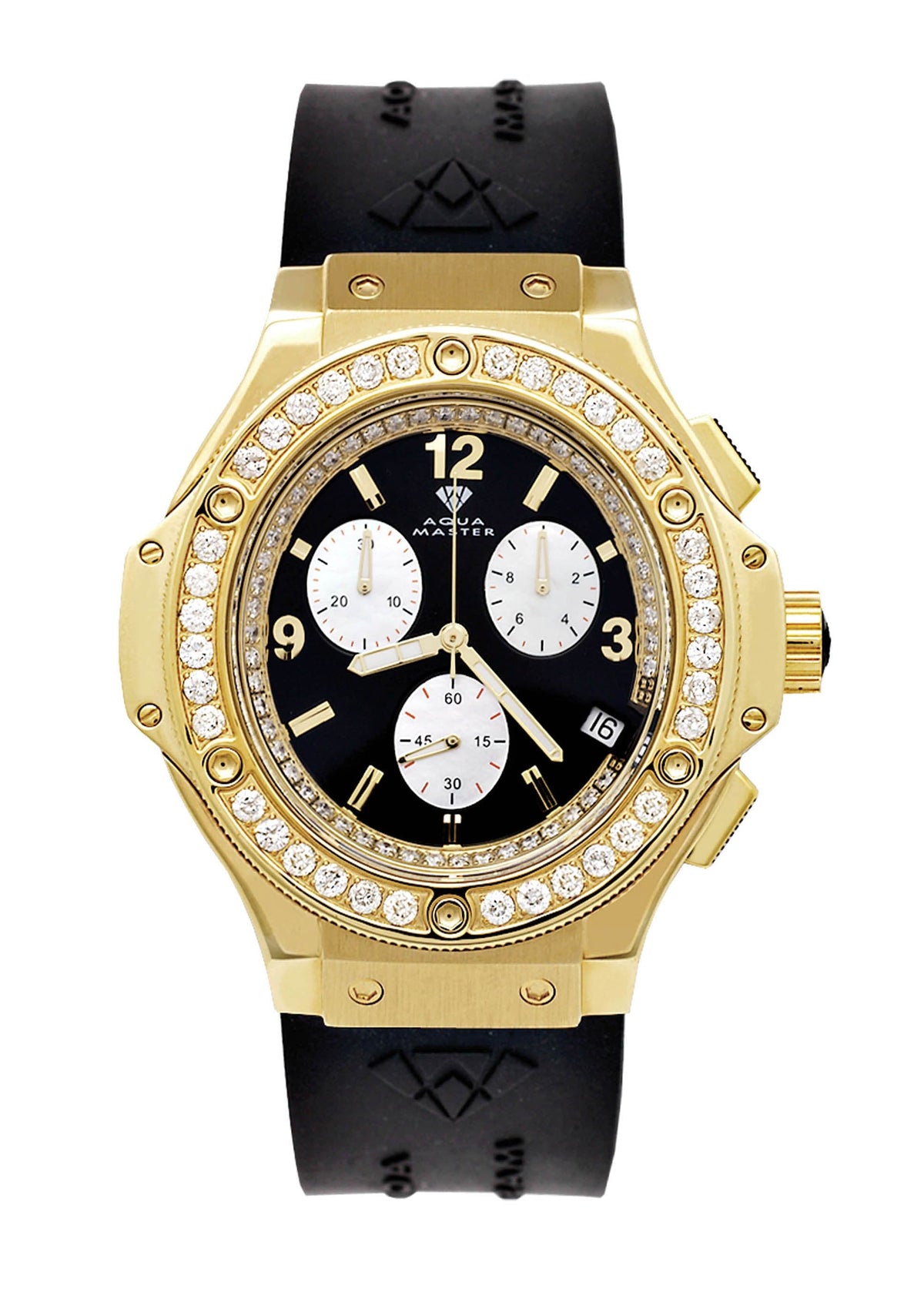 Mens Yellow Gold Tone Diamond Watch | Appx. 4 Carats