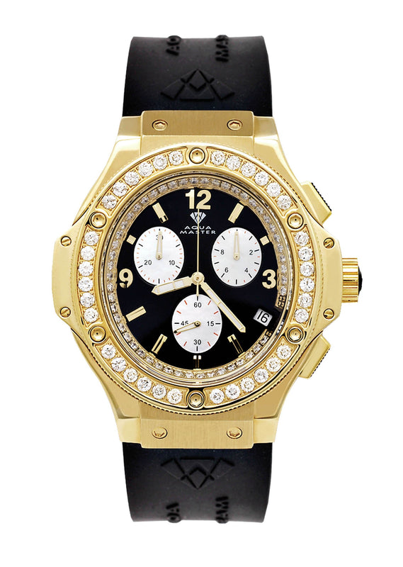 Mens Yellow Gold Tone Diamond Watch | Appx. 4 Carats