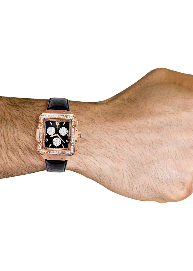 Mens Rose Gold Tone Diamond Watch | Appx. 4.25 Carats