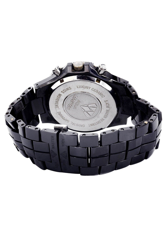 Mens Black Steel Tone Diamond Watch | Appx. 2.85 Carats