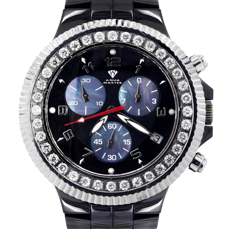 Mens Black Steel Tone Diamond Watch | Appx. 2.85 Carats