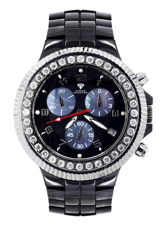 Mens Black Steel Tone Diamond Watch | Appx. 2.85 Carats