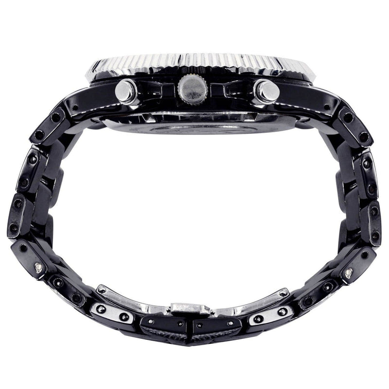 Mens Black Steel Tone Diamond Watch | Appx. 2.85 Carats