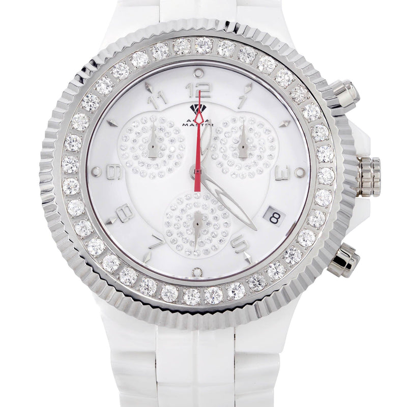 Mens White Gold Tone Diamond Watch | Appx. 2.85 Carats