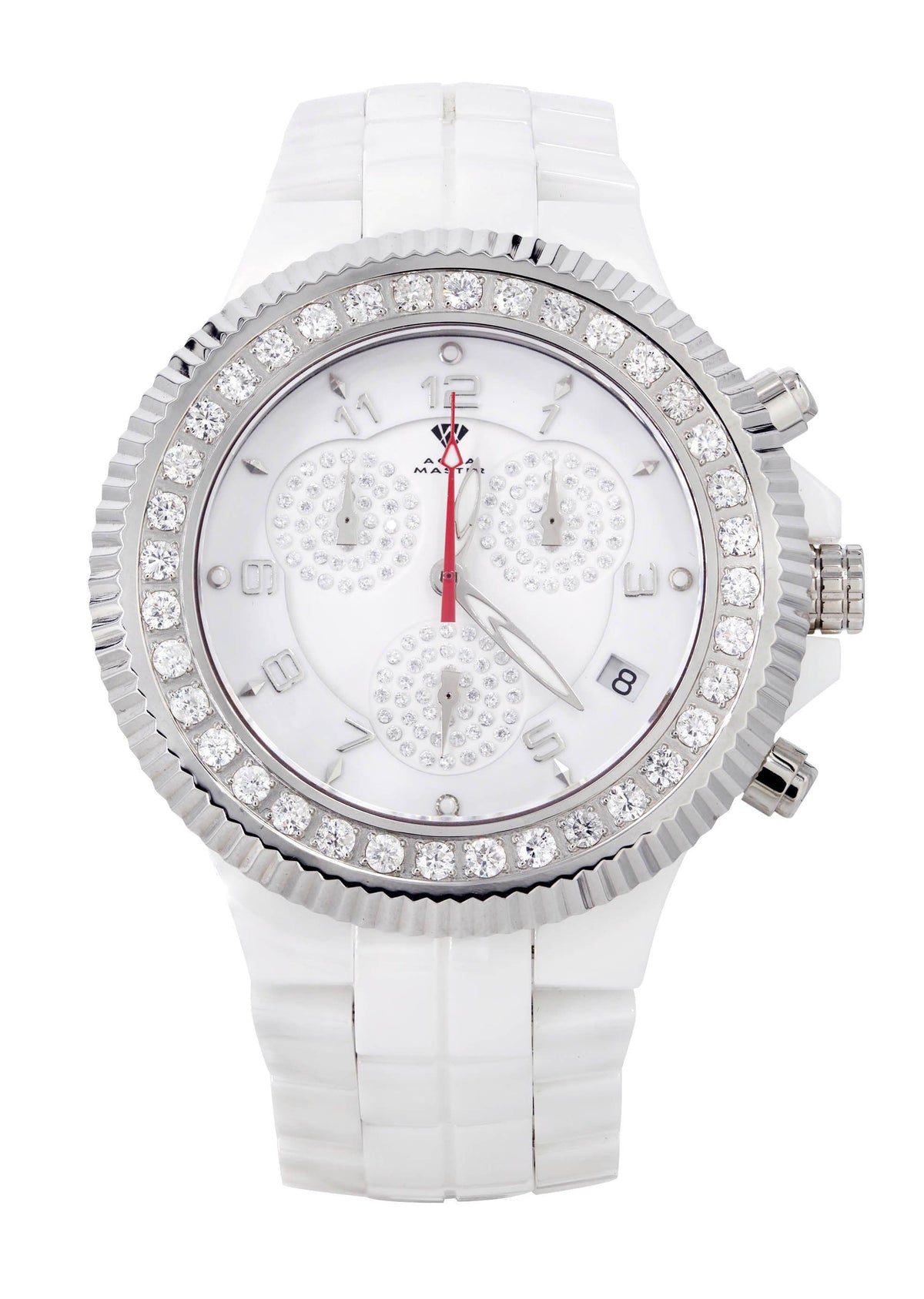 Mens White Gold Tone Diamond Watch | Appx. 2.85 Carats