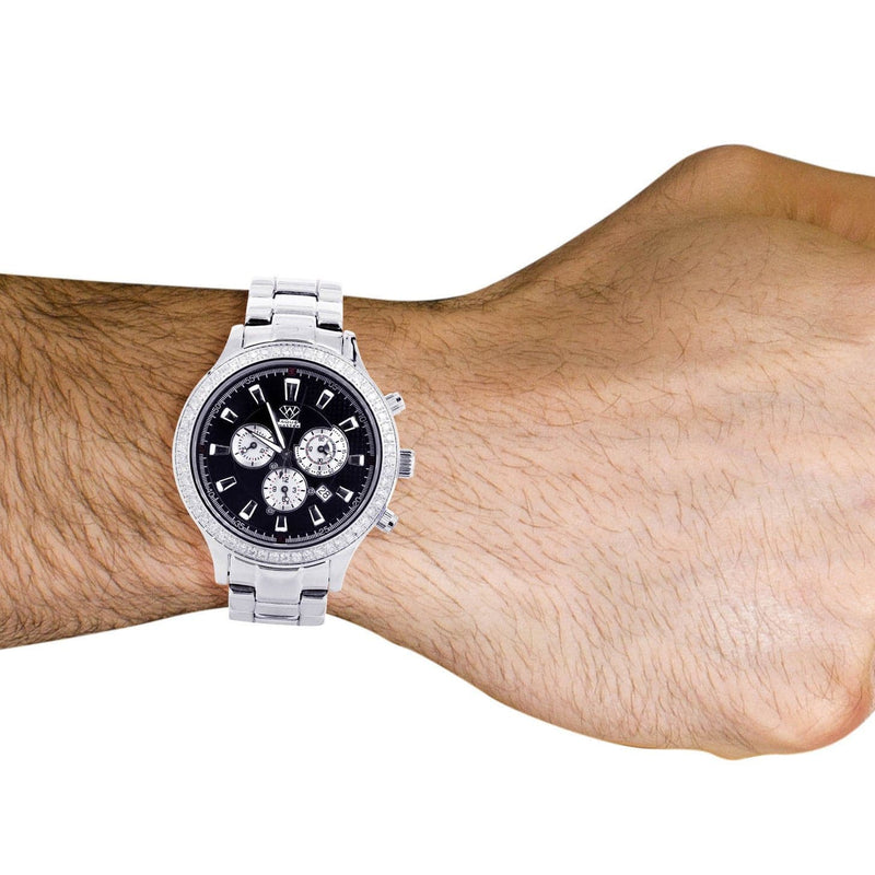 Mens White Gold Tone Diamond Watch | Appx. 2.45 Carats