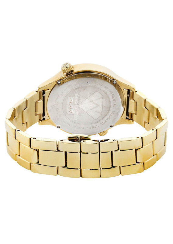 Mens Yellow Gold Tone Diamond Watch | Appx. 2.46 Carats