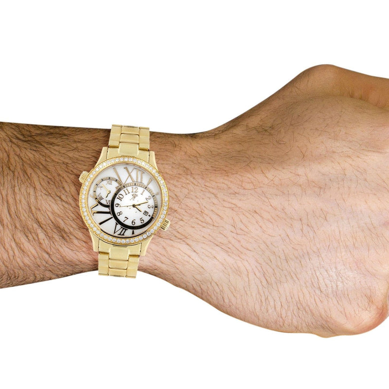 Mens Yellow Gold Tone Diamond Watch | Appx. 2.46 Carats