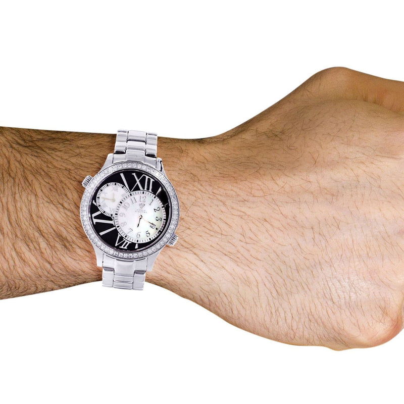 Mens White Gold Tone Diamond Watch | Appx. 2.47 Carats