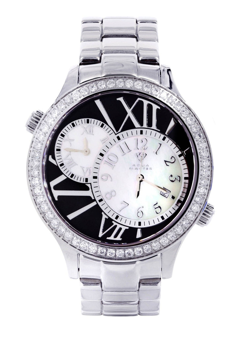 Mens White Gold Tone Diamond Watch | Appx. 2.47 Carats